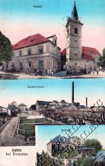 dobová pohlednice vsi s kostelem
