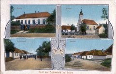 dobová pohlednice vsi s kaplí