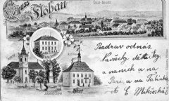 dobová pohlednice města s kostelem