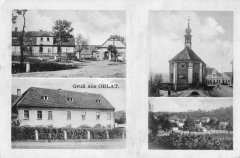 dobová pohlednice vsi s kaplí