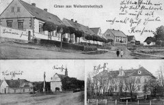 dobová pohlednice vsi s kostelem