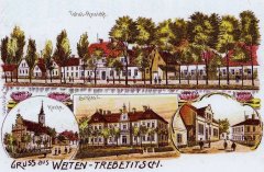 dobová pohlednice vsi s kostelem