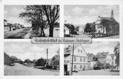 dobová pohlednice vsi s kostelem