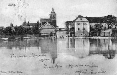 dobová pohlednice města s oběma kostely