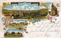 dobová pohlednice města s oběma kostely