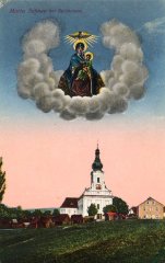 dobová pohlednice s motivem kostela