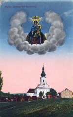 poutní areál na dobové pohlednici