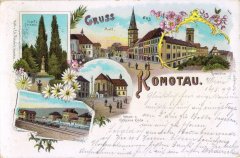 dobová pohlednice města s kostelem