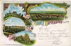 dobová pohlednice vsi s kaplí (vlevo nahoře)