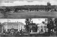 dobová pohlednice vsi s kostelem