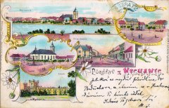 dobová pohlednice města s kostelem