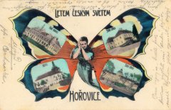 dobová pohlednice vsi s kostelem