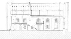 podélný řez synagogou z projektu na její obnovu