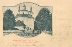 dobová pohlednice s kostelem
