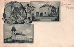 dobová pohlednice kostela a jeho interiéru