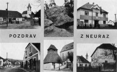 dobová pohlednice vsi s kostelem